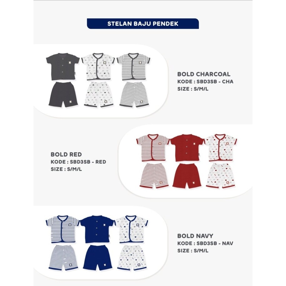 FLUFFY BOLD S M L 1 2 3 / 3 Setel BAJU Pendek & Celana Pendek 3/4 - BOLD CHARCOAL, SIZE S