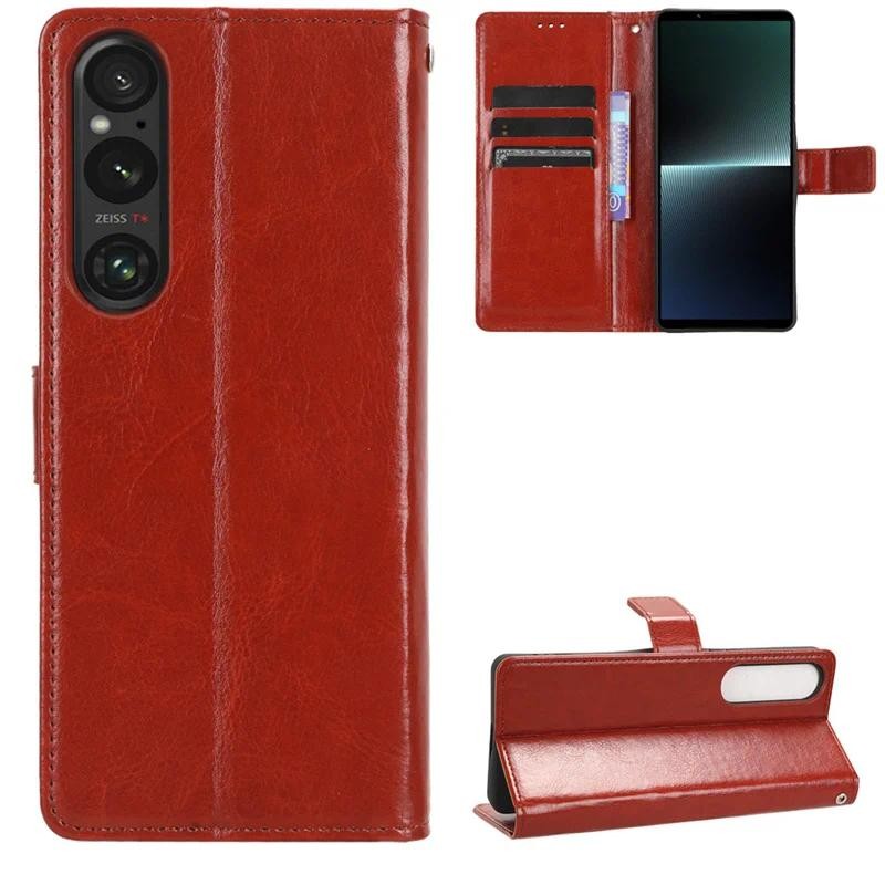 Caing HP Sony Xperia 1V 2023 10 VII case Bahan kulit sapi mewah asli Sampul Kulit PU Cocok untuk Son