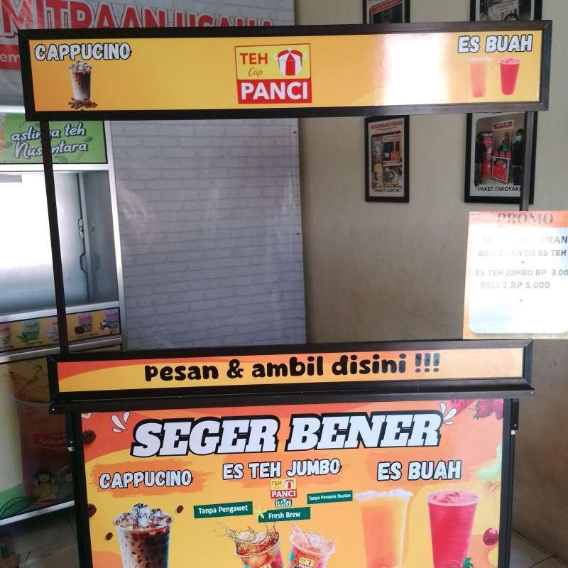 Booth Portable Meja Lipat Gerobak Lipat Rombong ukuran 1, 5 meter bahan aluminium hitam dengan varia