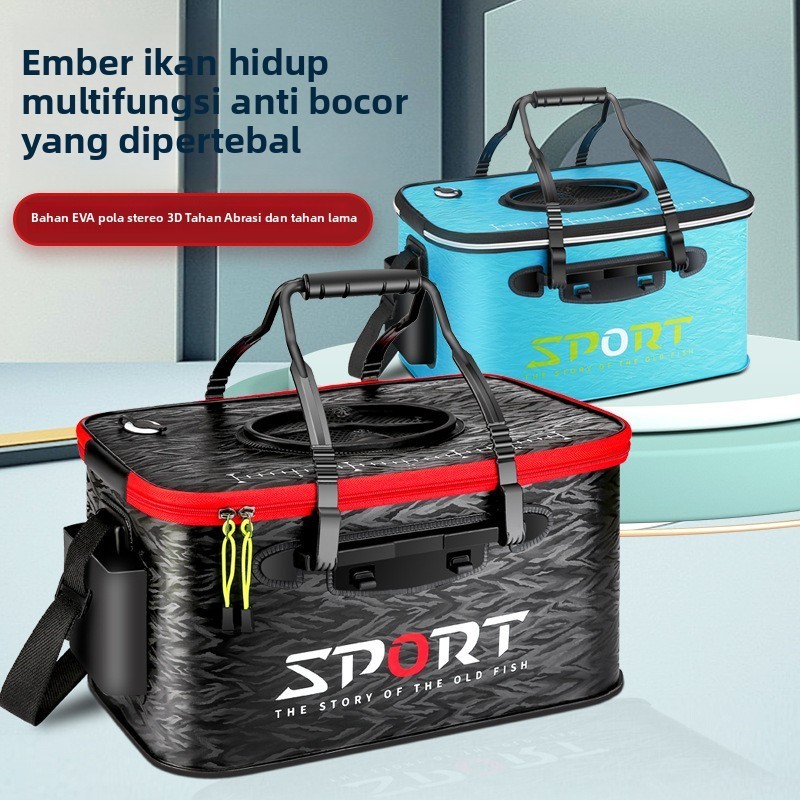 Ember ikan tebal pola 3D ember pelempar ikan hidup otomatis ember pancing lipat EVA keranjang ikan t