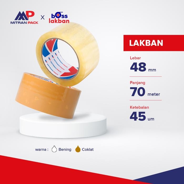 

f z e Lakban Bening / Coklat 90meter / 100 yard FULL x 48mm Mitran Pack - 48mm x 70m x 45mic, BeningNG