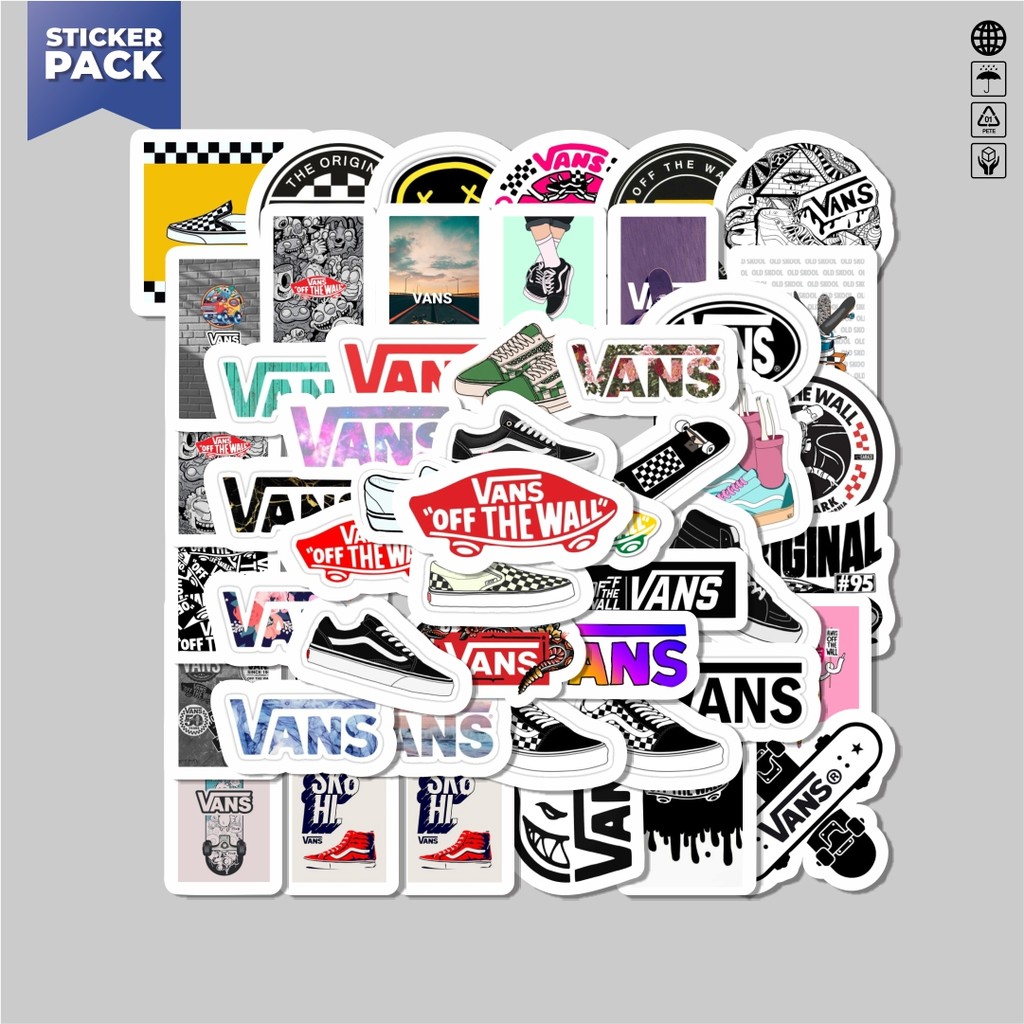 

[100PCS]Stiker Pack Stiker Logo Vans Aesthetic Vinyl Anti Air Dekorasi Sticker Laptop Buku Journal Koper Helm Casing HP Gitar Helm Skateboard