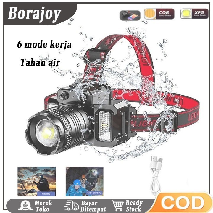

Lampu Kepala LED Tahan Air/Headlamp Induksi Sensor Gerak Zoom Rotating/Super Terang 5000 Lumen/USB Charging Senter/Dengan Sensor Tangan/Sorot Dengan 6 Mode Cahaya Senter Kepala/lampu depan senter