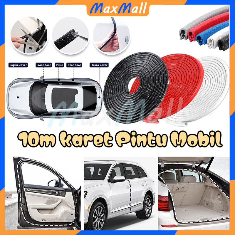 【10M】Karet List Pintu Mobil Inti Baja Karet Pintu Mobil List Pelindung Pintu Mobil Universal Karet L