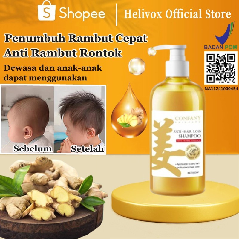 HELIVOX Penumbuh rambut botak Shampoo anti rontok Pemanjang rambut cepat Penumbuh rambut anak Shampo