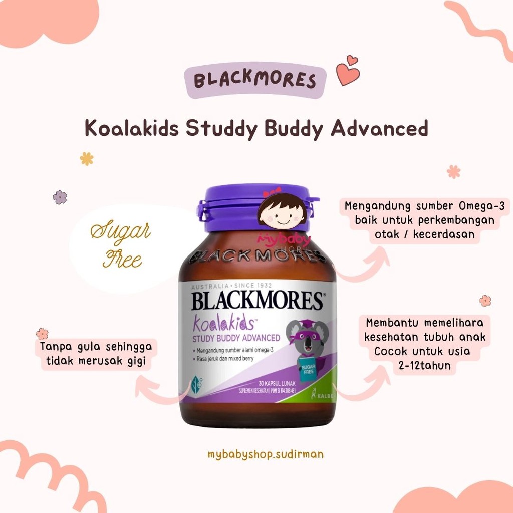 BLACKMORES KOALA KIDS STUDDY BUDDY ADVANCED 30 KAPSUL- OMEGA 3 & VITAMIN E - Vitamin Perkembangan Ot