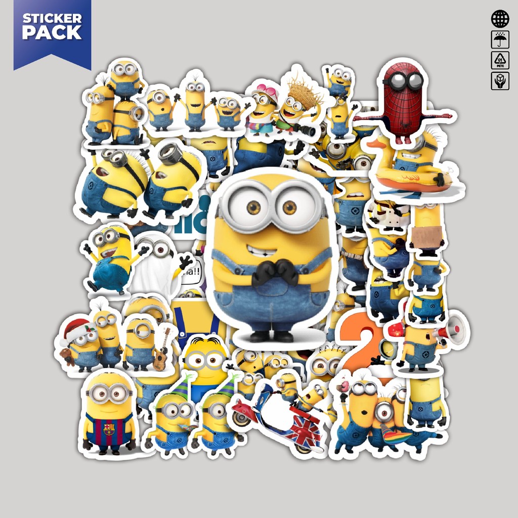 

[100PCS]Stiker Pack Stiker Kartun Minions Aesthetic Vinyl Anti Air Dekorasi Sticker Laptop Buku Journal Koper Helm Casing HP Gitar Helm Skateboard