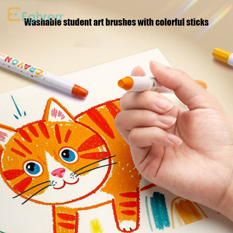 

Eeghrerr Children Oil Painting Stick Water-soluble Painting Stick Safe Washable Student Painting Stick