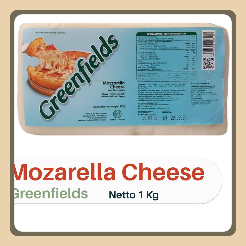 

GREENFIELDS MOZZARELLA CHEESE 1KG KEJU MOZARELLA GREENFIELD CHEESE 1KG