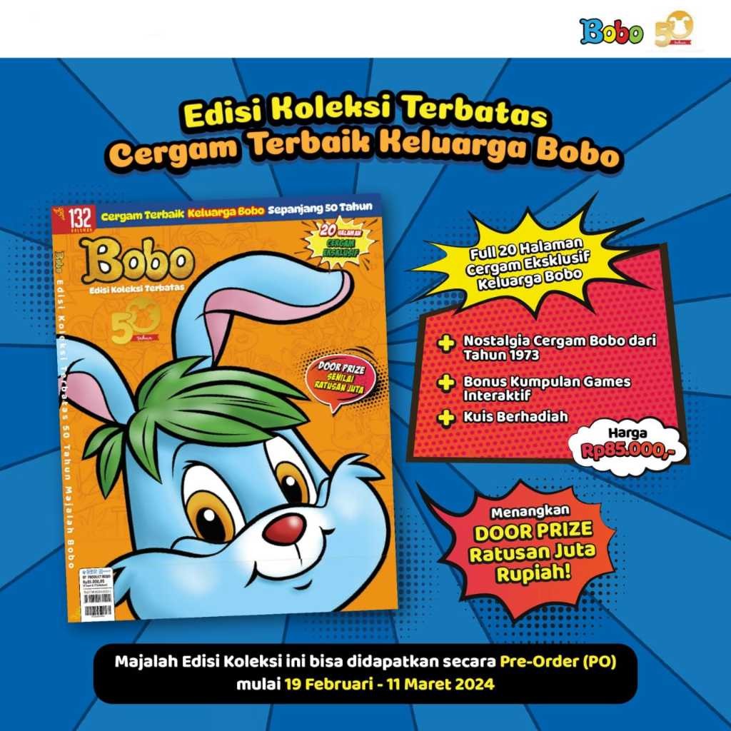 

READY Majalah BOBO CERGAM Edisi Koleksi Terbatas 50 Tahun (Teman Bermain dan Belajar)