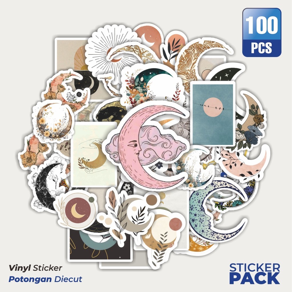 

Stiker Vinyl Stiker Moon/Bulan Aesthetic Waterproof Aesthetic- Untuk Laptop, Motor, dan Helm - Paper Stationery Pack
