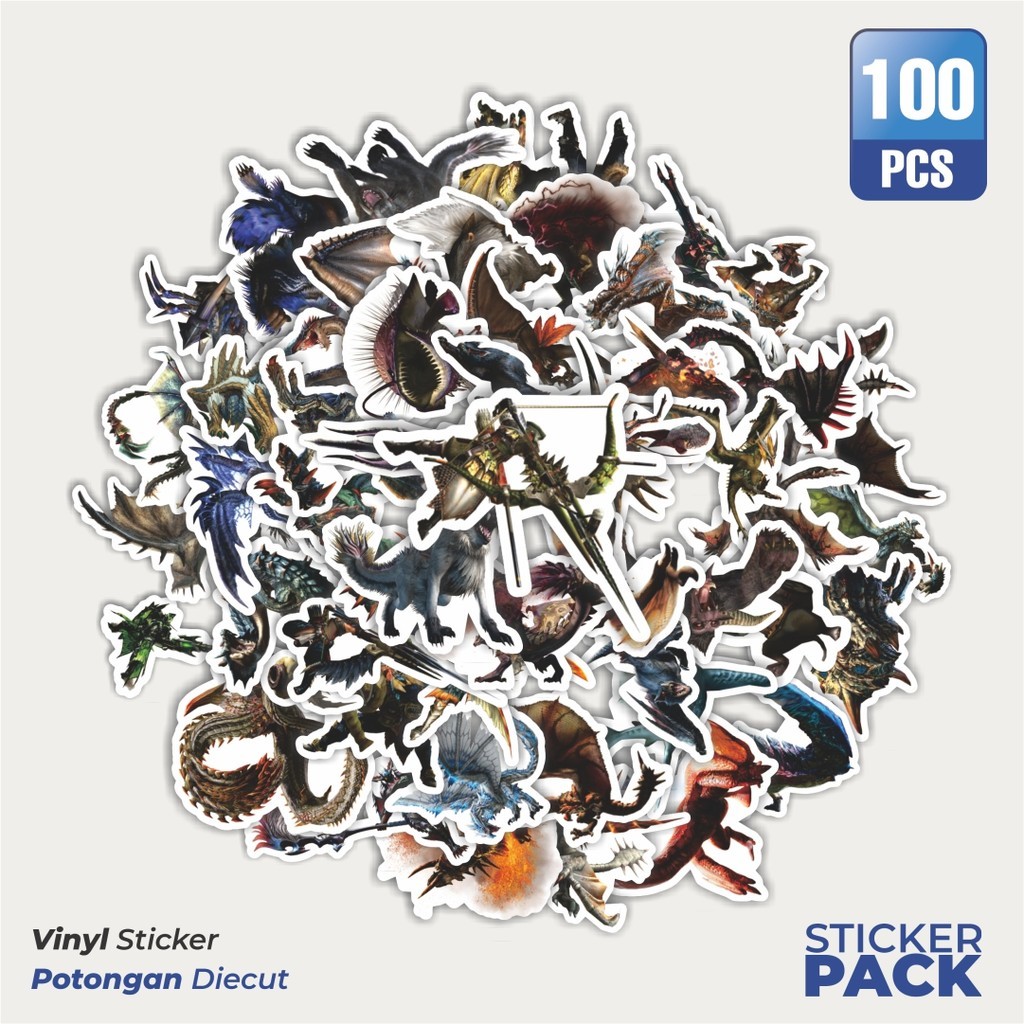 

MURAH 100 PCS Stiker Monster dan Karakter Fantasy Waterproof Aesthetic- Untuk Laptop, Motor, dan Helm - Paper Stationery Pack
