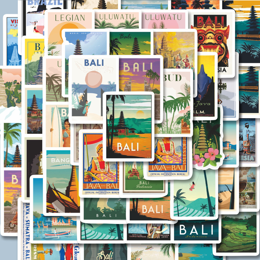 

100PCS Lucu Stiker Poster Bali Style Travel Stiker Aesthetic Stiker Anti Air Stikers Berperekat Waterproof sticker decal buat Motor Helm Buku Journal Koper Casing HP Laptop Botol Minum Hadiah anak