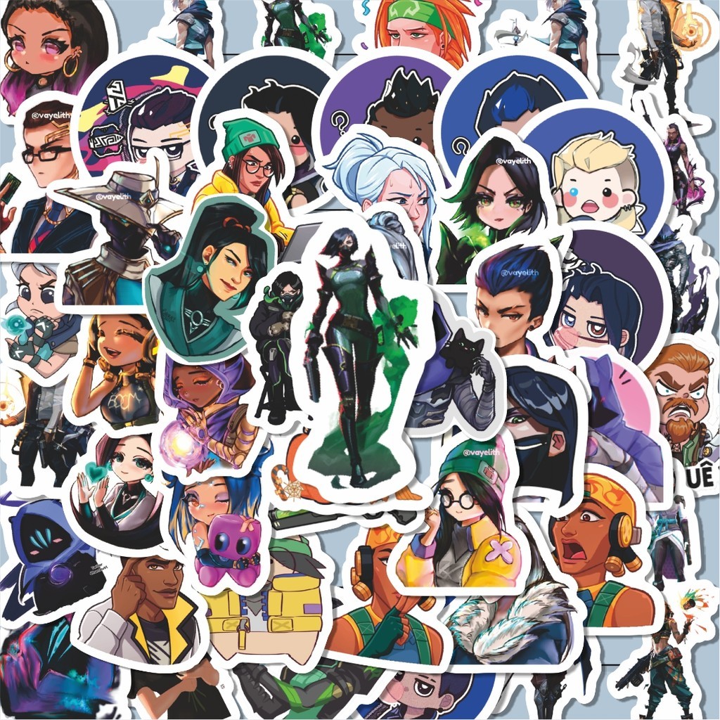 

100PCS Lucu Stiker Kartun Valorant Stiker Aesthetic Stiker Anti Air Stikers Berperekat Waterproof sticker decal buat Motor Helm Buku Journal Koper Casing HP Laptop Botol Minum Hadiah anak