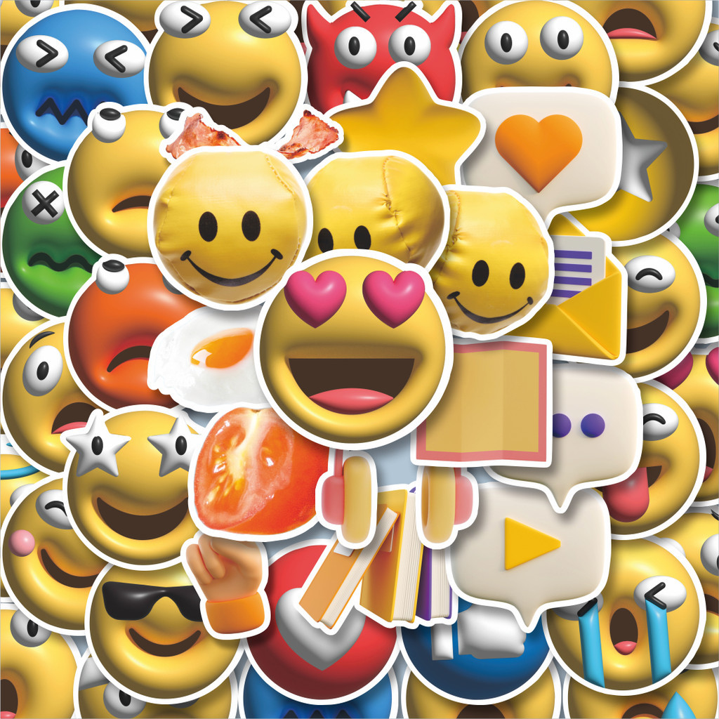 

100PCS Lucu Stiker Object Emoticon Stiker Aesthetic Stiker Anti Air Stikers Berperekat Waterproof sticker decal buat Motor Helm Buku Journal Koper Casing HP Laptop Botol Minum Hadiah anak