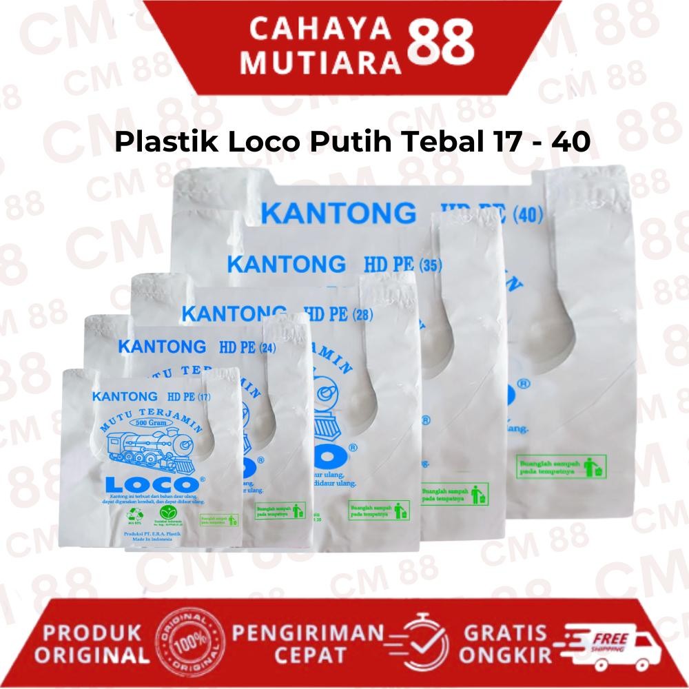 

Kantong Plastil/Kresek/Plastic Bag Putih Tebal 17/24/28/35/40 Loco (Pak)