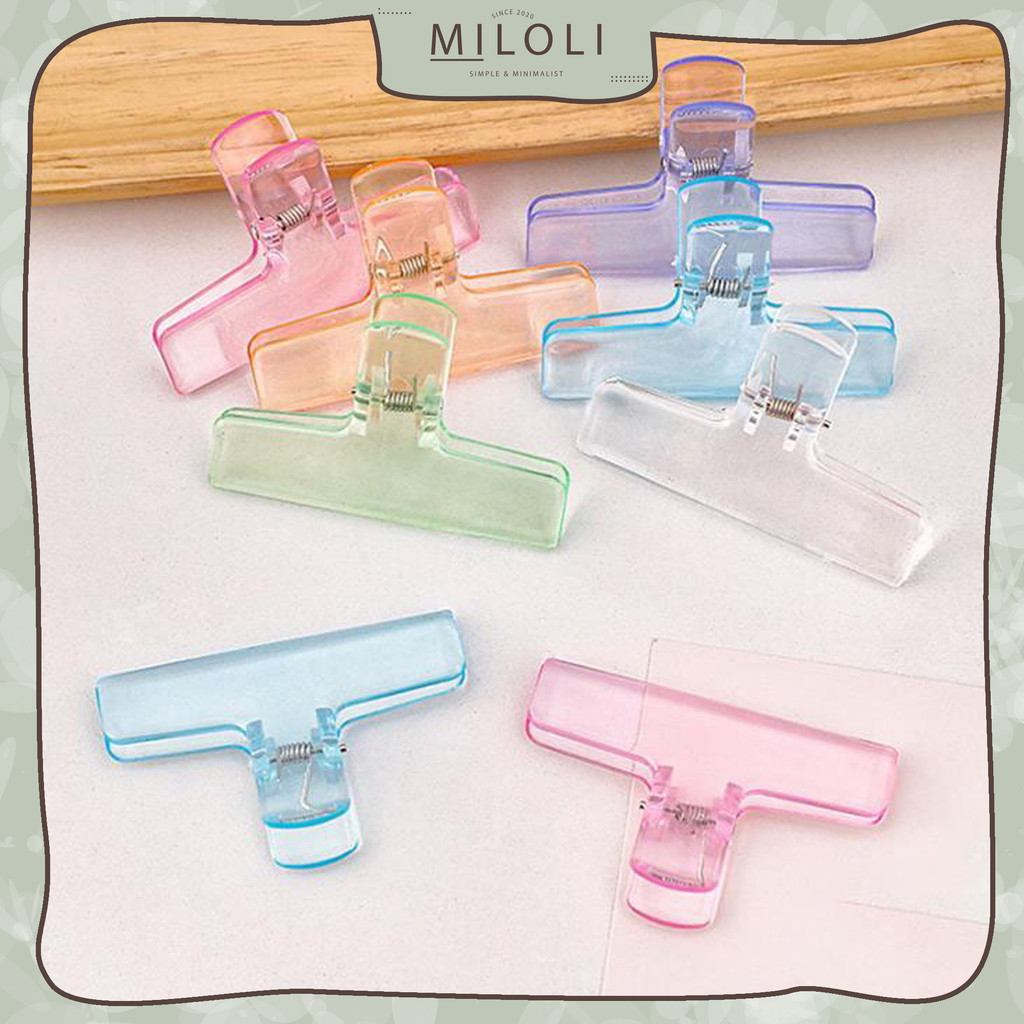 

[MILOLI] 1Pcs PAPER CLIP COLORFUL Binder Clip Transparant Klip Kertas Penjepit Plastik Bening - F0341