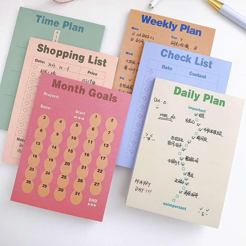 

50Pcs Cute Ins Memo Pad Daily Weekly Plan Message Notes Paper Check List Notepad School Office Stationery