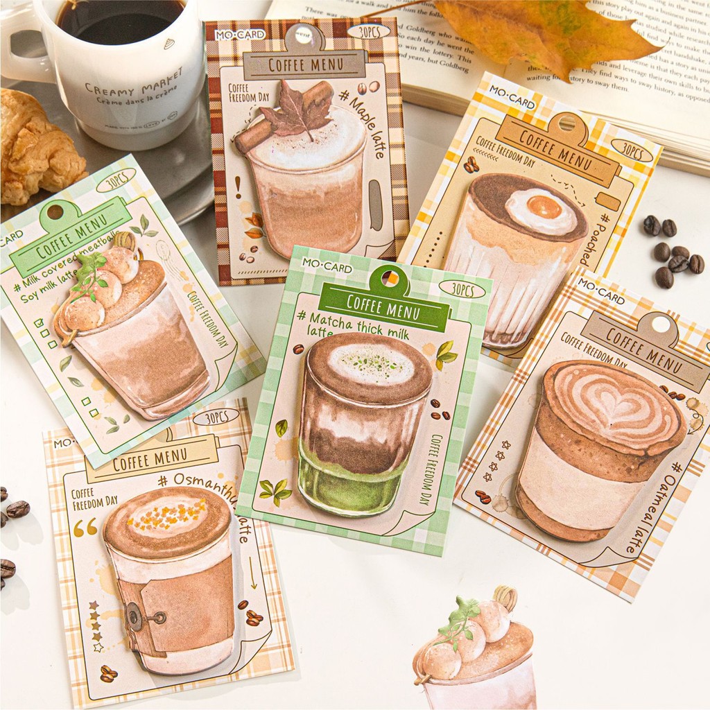 

30 Pcs Latte Coffee Themed Sticky Notes Funny Self Sticky Notepads Memo Pads For Coffee Lover Office School Student Kids Gift