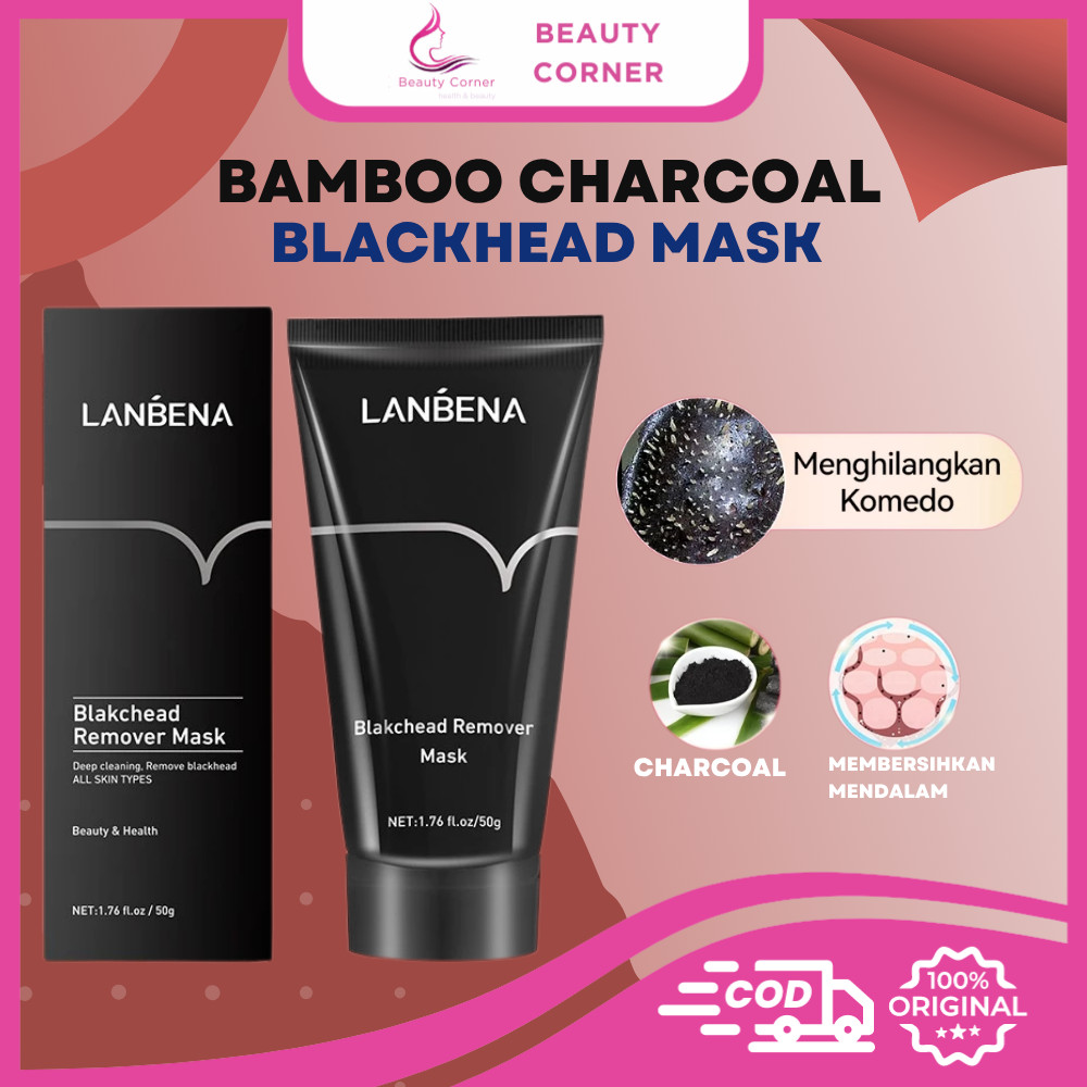 Lanbena Bamboo Charcoal Blackhead Mask - Clay Masker Wajah Hidung Pembersih Komedo - 50g