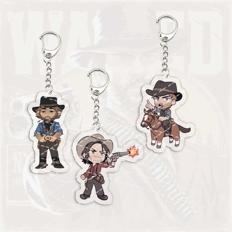 Arthur Morgan Chibi Keychain for Accessories Bag Acrylic RDR2 Arthur Morgan Key Chain KeyRing Pendan