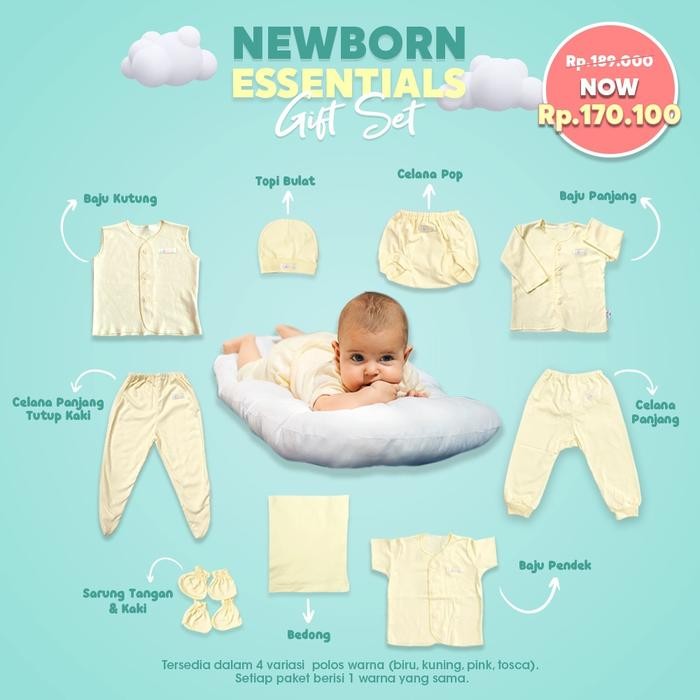 

LIBBY Baby Gift Set-Paket Lahiran Bayi-Paket Newborn-Paket Brojol-Paket Baju Bayi - PAK YL LENGKAP, 0-3 bulan