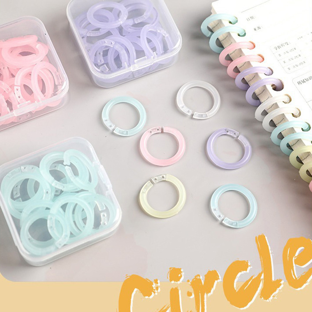 

20PCS Plastic Loose Leaf Binder Rings Transparent Bookbinding Ring Clip With Storage Box 15mm Folder Album Binder Clip DIY