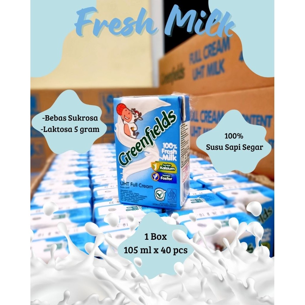 

New Greenfields Susu UHT 105 ml x 40 pcs (Bisa Mix) "FREE Bubble Wrap 3 Lapis"Premium