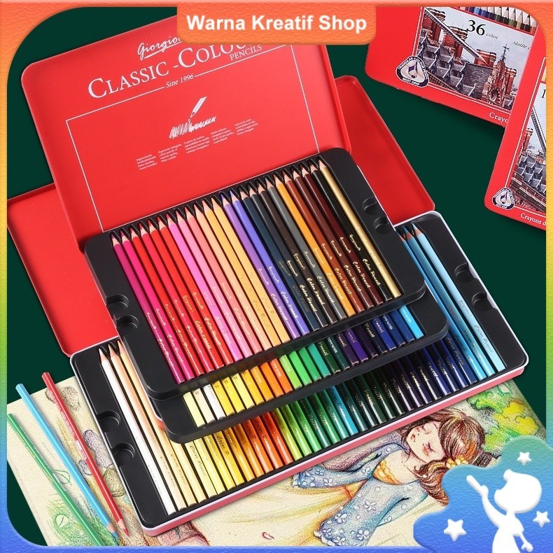 

NEW Giorgione 36/72 Warna Pensil Warna Minyak Pensil Segitiga Berongga Khusus untuk Menggambar Kartun Anak Sekolah Dasar PREMIUM