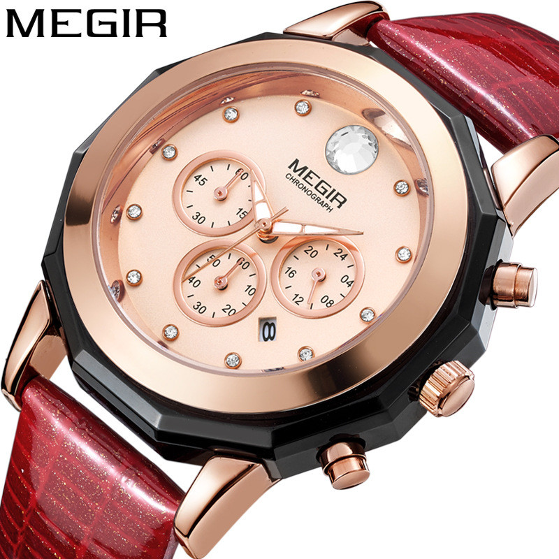 

Jam Tangan Meigel Fashionable Multifungsi Tahan Air Berlapis Berlian Kalender Dial Besar Jam Tangan Hadiah Wanita