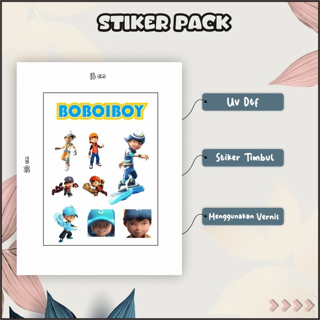 

Stiker Sticker Setiker Setikker Pack UV DTF Motif Boboiboy Hijau Biru P71