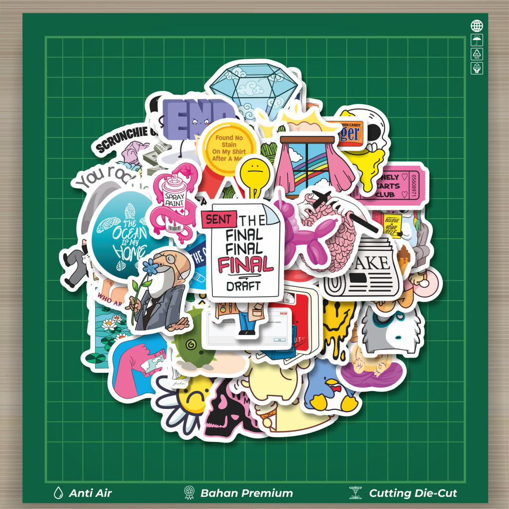 

HOT 50 PCS STIKER Stiker Noob Pack Stiker Fashion Cars Decal Dingin Kartu Album Custom Vinyl Anti Air- Sticker Aesthetic Buku Journal Koper Casing HP Tablet Laptop Helm Motor Botol Minum