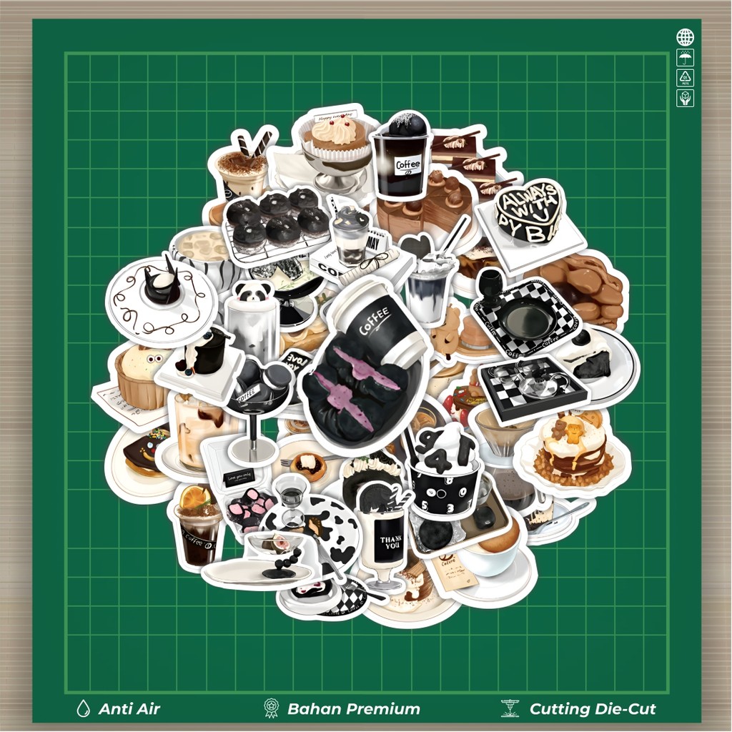 

HOT 50 PCS STIKER Stiker Food Dessert Afternoon [ Makanan Penutup Sore ] Stiker Fashion Cars Decal Dingin Kartu Album Custom Vinyl Anti Air- Sticker Aesthetic Buku Journal Koper Casing HP Tablet Laptop Helm Motor Botol Minum