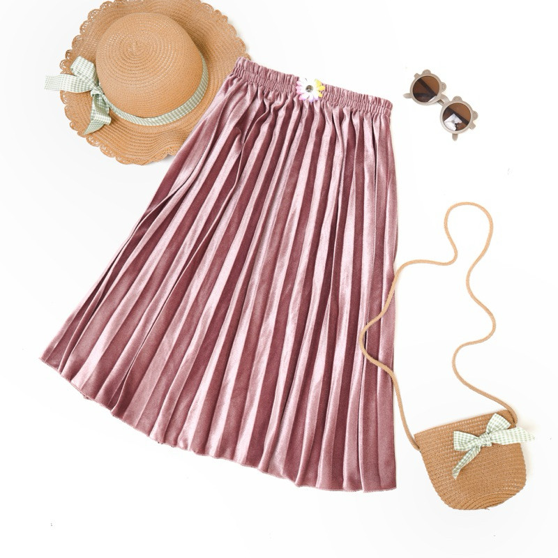 Rok Plisket Bludru Anak Stylish Dan Nyaman Cocok Untuk Setiap Acara/Rok Plisket Bludru Anak Premium/