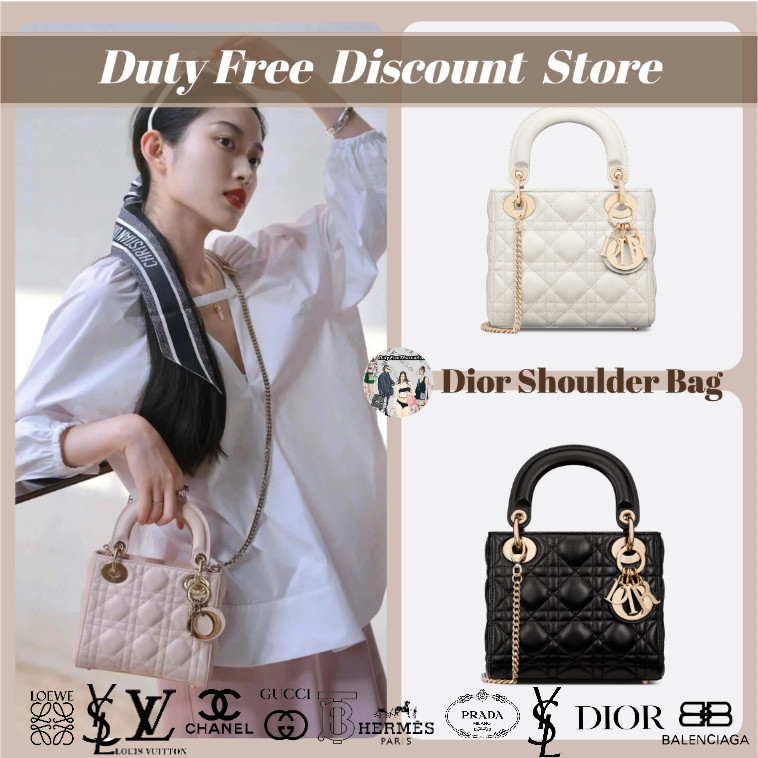 Tas Crossbody Wanita / Tas Nama Merek Asli Tas DIOR Mini LADY Bag untuk Wanita Ukuran 17 cm & Tas di