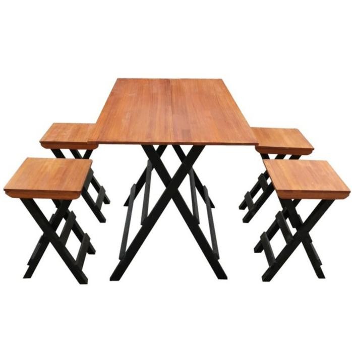 Meja dan Kursi Lipat Serbaguna ( Set 1 Meja dan 4 Kursi ) - Kaki Hitam