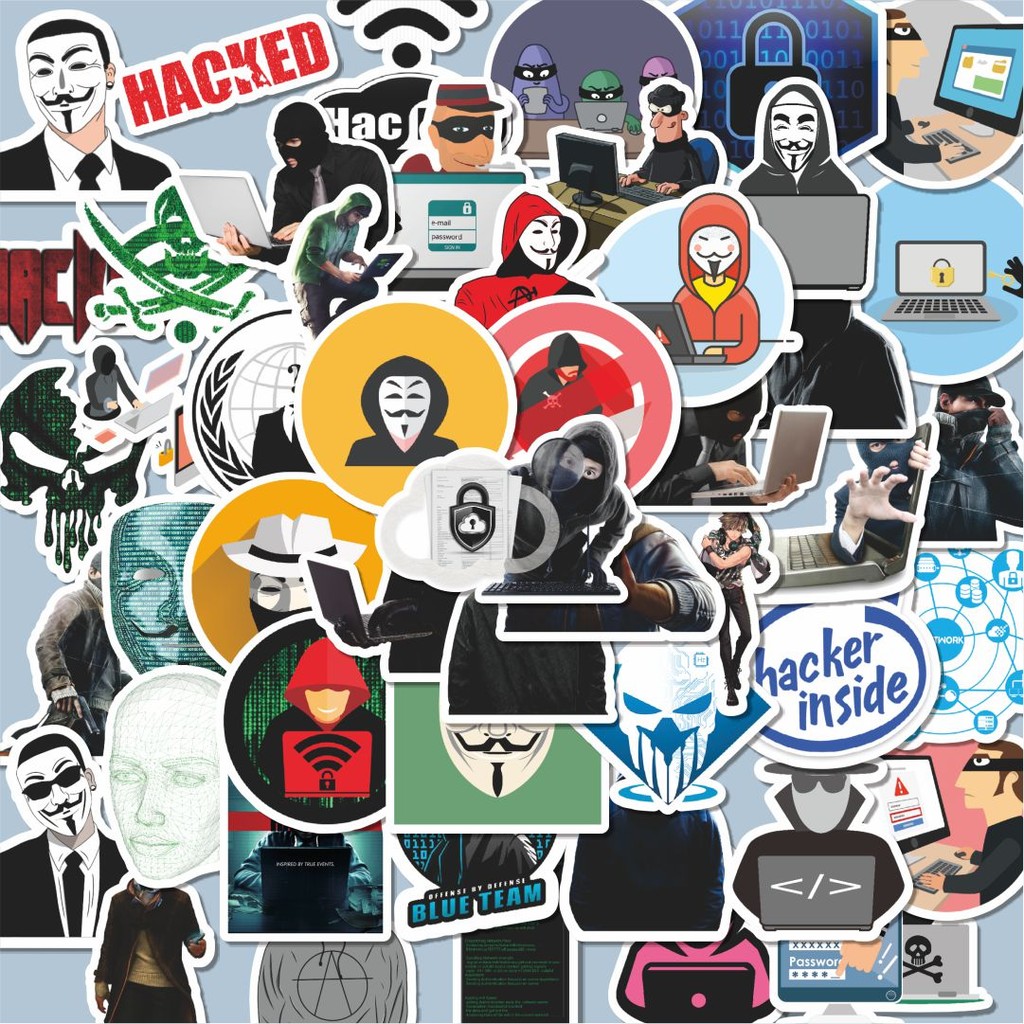 

100PCS Lucu Stiker Hacker Series Stiker Aesthetic Stiker Anti Air Stikers Berperekat Waterproof sticker decal buat Motor Helm Buku Journal Koper Casing HP Laptop Botol Minum Hadiah anak