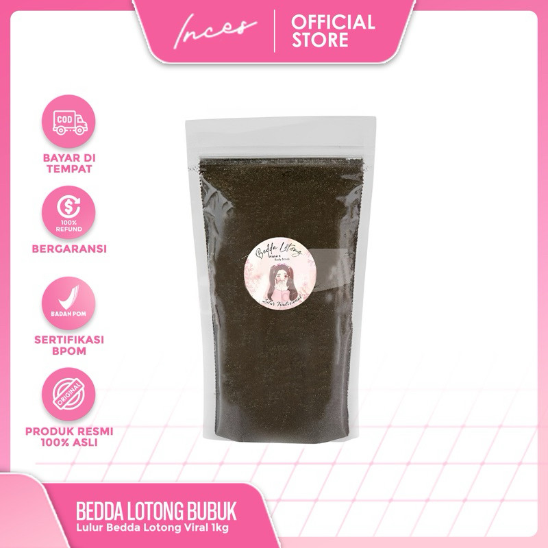 FS - 1Kg Lulur Rempah Hitam Bedda Lotong Bugis Premium Alami - BEDDA LOTONG KERING