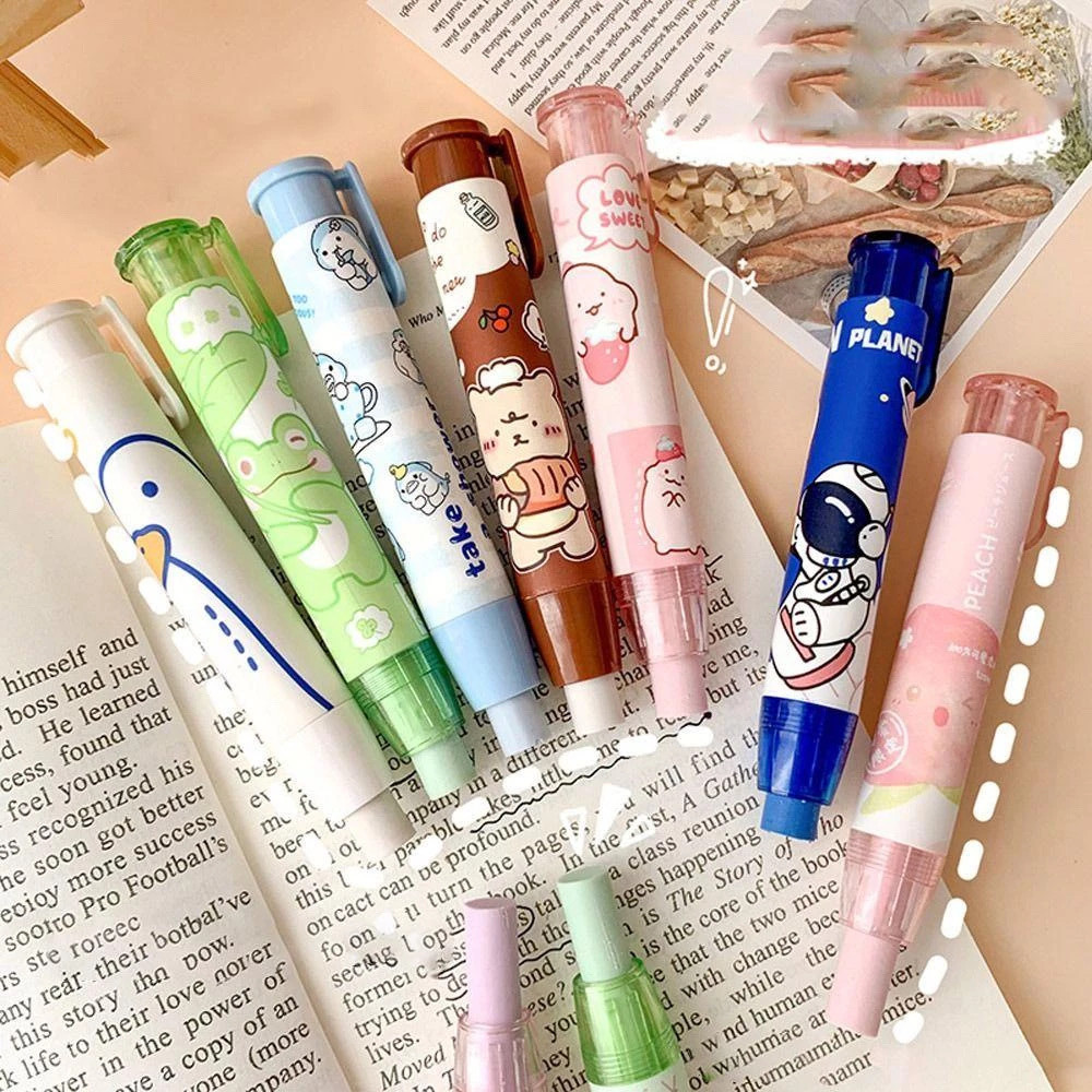 

Set Penghapus Aesthetic Mekanik Press Kartun Korea Lucu dengan Refill untuk Pensil & Lipstik Alat Tulis