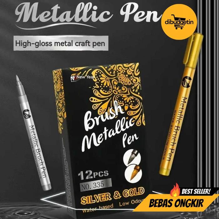 

Spidol Permanen Metallic Marker Pen Waterproof 10mm 12 PCS - GuangNa GN-12