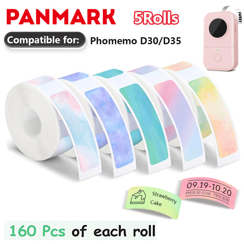 

5Rolls Color Gradual Thermal Label Sticker 12x40mm Compatible Phomemo D30 Q30 Marklife p12 p15 Self-Adhesive thermal labels