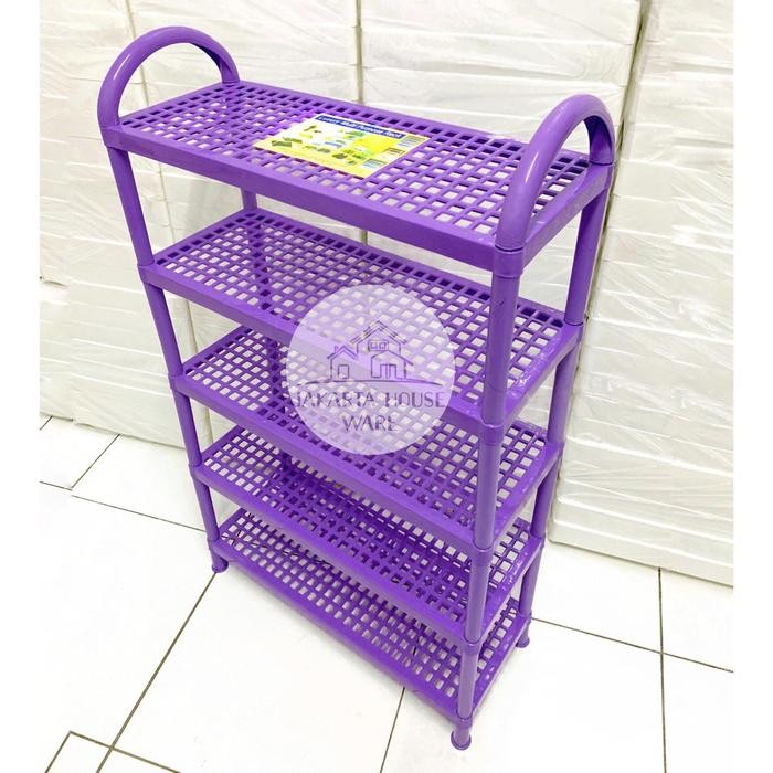 Rak Sepatu / Rak sepatu Plastik / Tempat Sandal / Rak serbaguna ssun 5 - Ungu, Susun 3