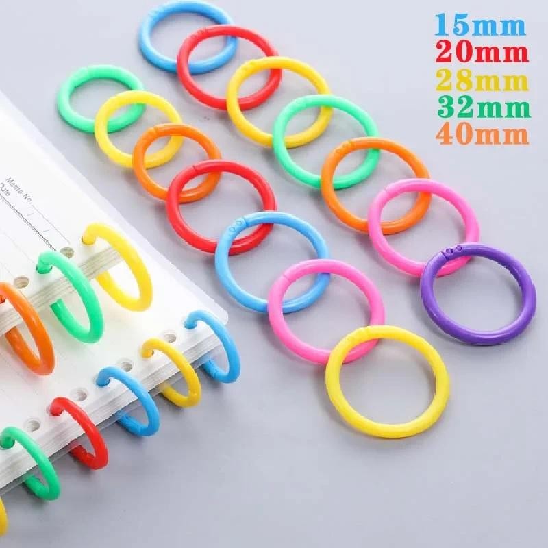 

50 Pcs 15/20/28/32/40mm Plastic Ring Binder DIY Albums Circle Loose-leaf Book Hoops Opening Office Binding Supplies Photo Album
