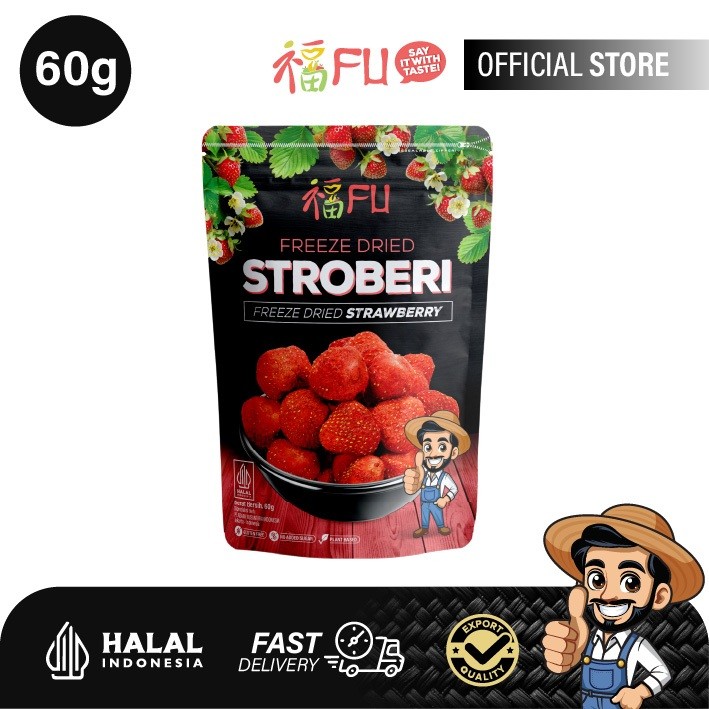 

FU keripik stroberi kualitas export - 60 gr/ FU freeze dried strawberry export quality - 60 gr