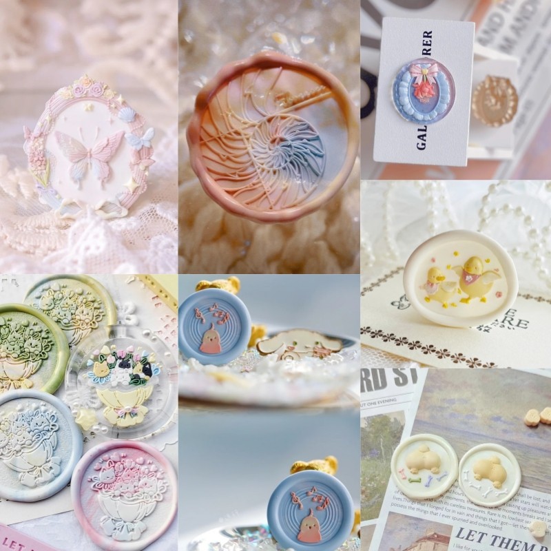 

Diy Fire Seal Stamp Toy Seal Head Fine Carving Seal Head Multi-Layer Special-Shaped Embossed Brass Head Invitation Envelope Seal