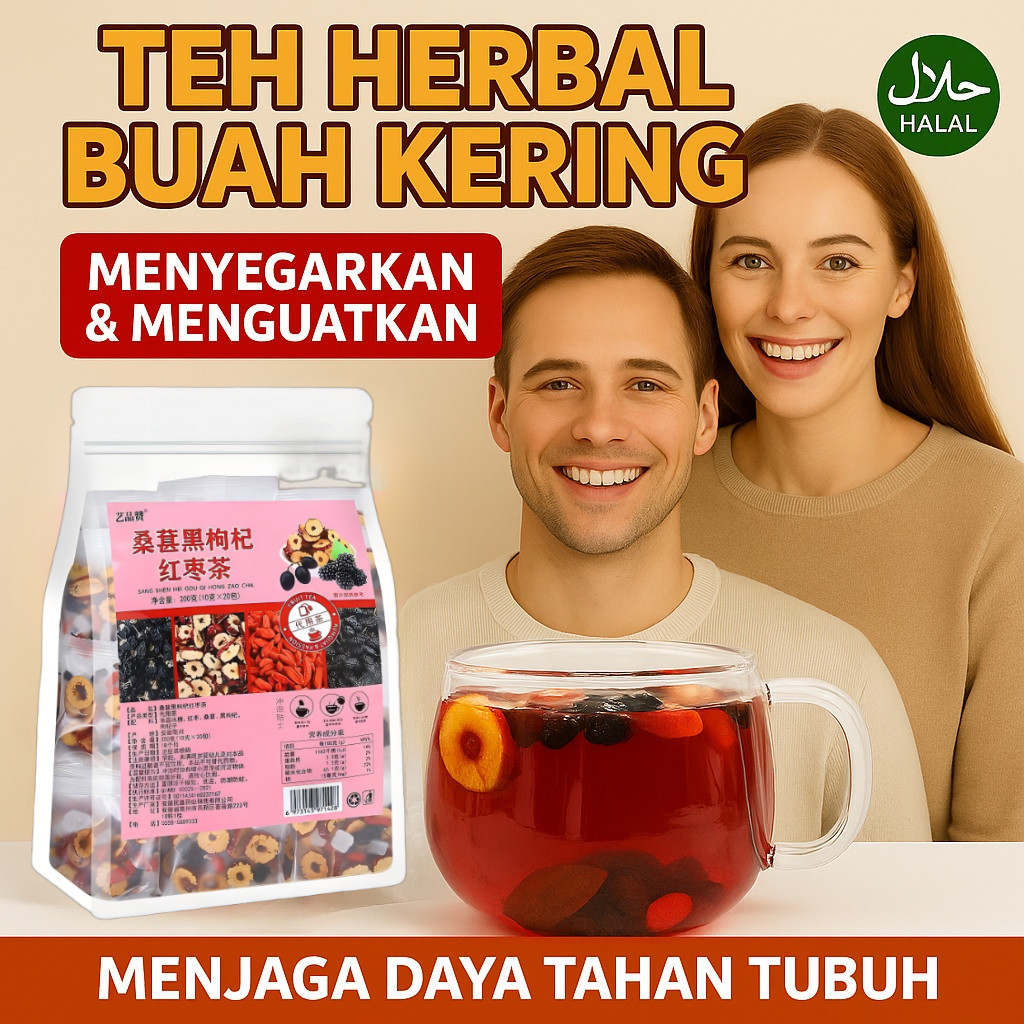 

Teh Pelindung Hati Black Wolfberry Mulberry Red Date Suplemen Energi & Teh Begadang Memperbaiki Warna Kulit