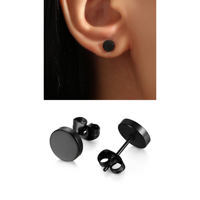 Anting Tindik Hitam Bulat Pria Wanita