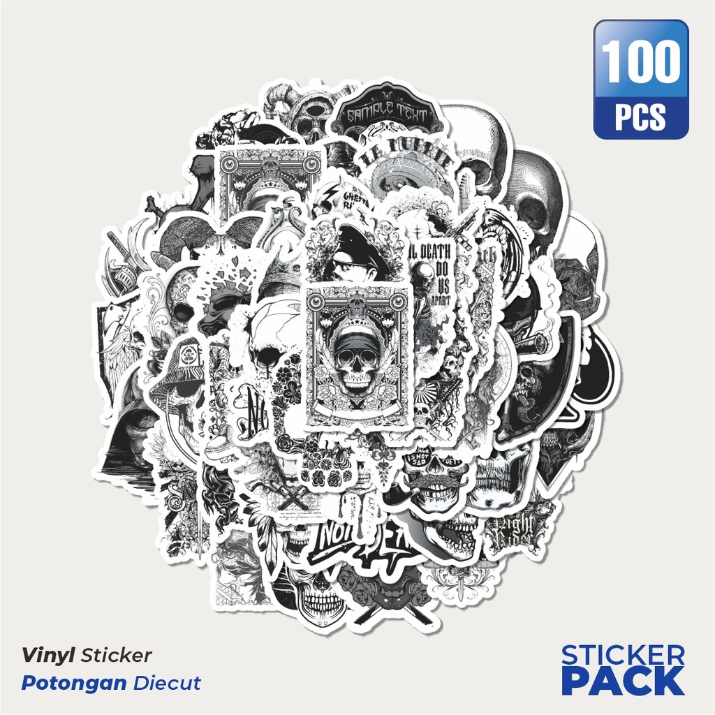

Stiker Vinyl Stiker Punk Gothic Art Classical Black & White Waterproof Aesthetic- Untuk Laptop, Motor, dan Helm - Paper Stationery Pack