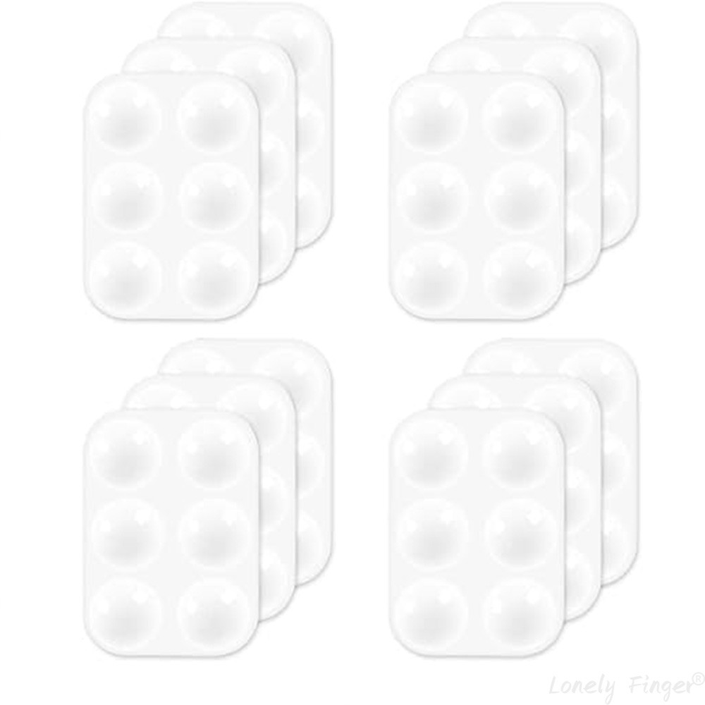 

12 Pcs Paint Mixing Palette Tray, Mini Rectangular White Watercolour Palette with 6 Wells, Reusable Plastic Painting Palette