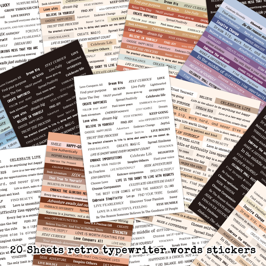 

20 Sheets Vintage English Journal Decoration Stickers DIY Collage Material Scrapbooking Phone Stickers Stationery Supplies